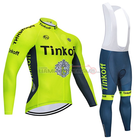 Abbigliamento Ciclismo Tinkoff Manica Lunga 2020 Giallo